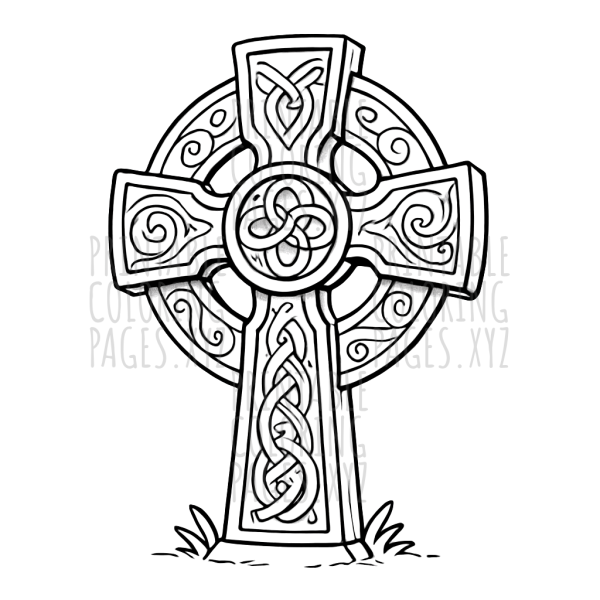 Intricate Celtic Cross Design for Creative Coloring