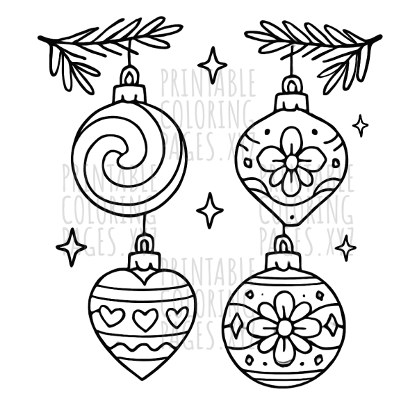 Delightful Ornate Holiday Tree Ornaments to Color