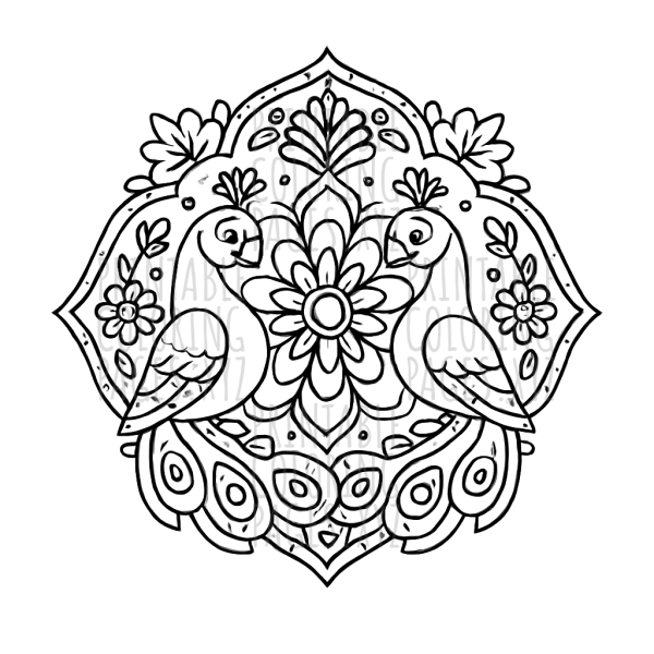 Elegant Peacock Mandala Art for Coloring Fun