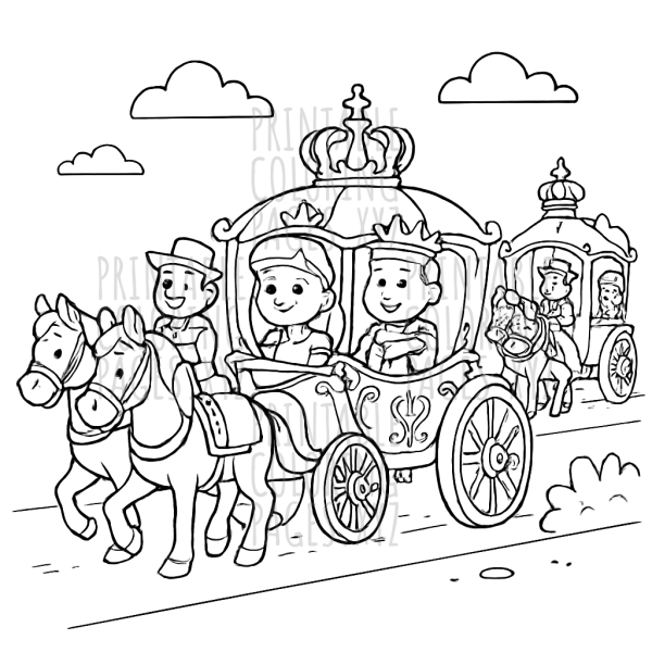 Royal Carriages Parade: Elegant & Ornate Designs to Color
