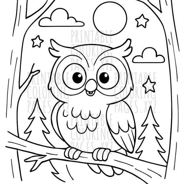 Mystical Owl in the Moonlit Woods