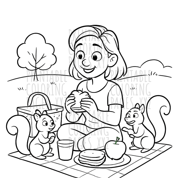 Sunny Park Picnic with Playful Squirrels