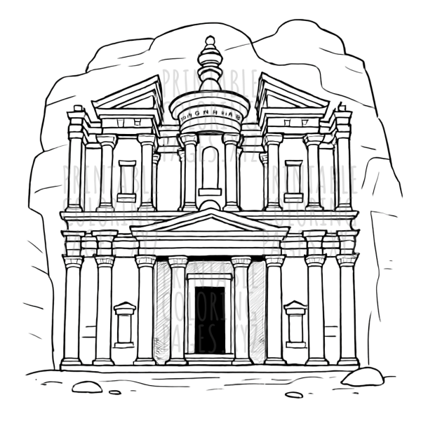 Majestic Petra Treasury Facade Coloring Adventure