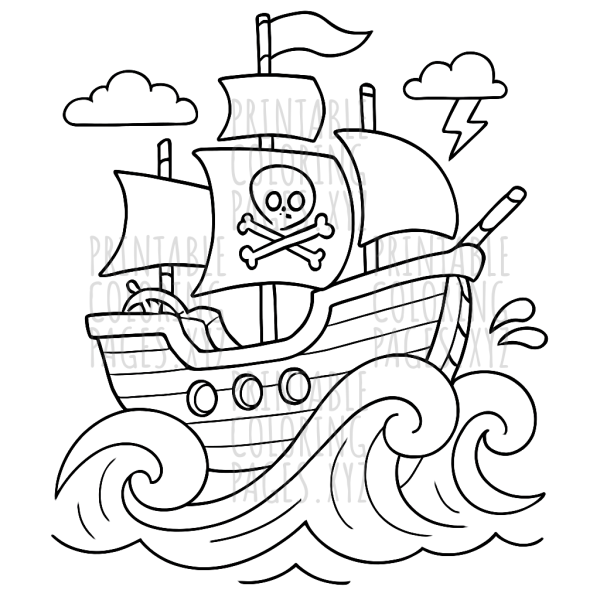 Stormy Seas Adventure: Pirate Ship Coloring Fun