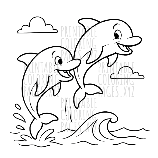 Joyful Dolphins Jumping in Ocean Waves