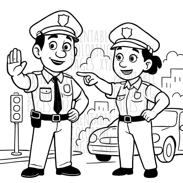 Heroic Police Officers Directing Traffic