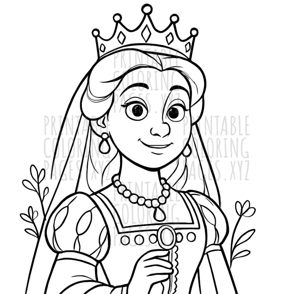 Regal Renaissance Queen Portrait Coloring Page