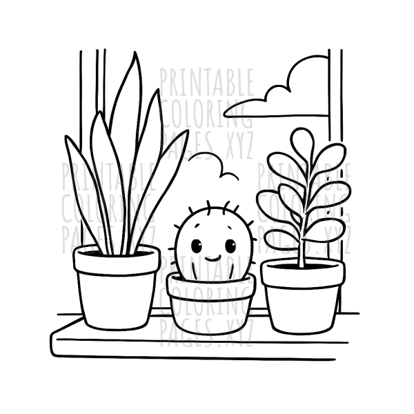 Cozy Sunlit Potted Plants Scene