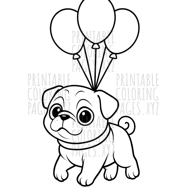 Playful Pug Puppy with Colorful Balloons