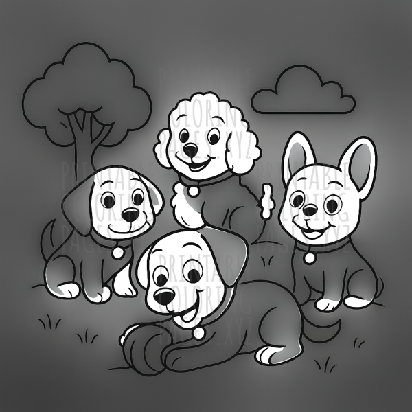 Playful Puppies Enjoying a Sunny Park Adventure
