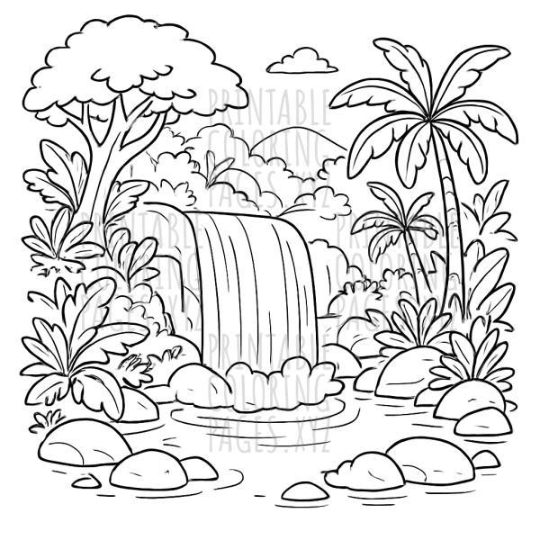 Serene Rainforest Waterfall Oasis Scene