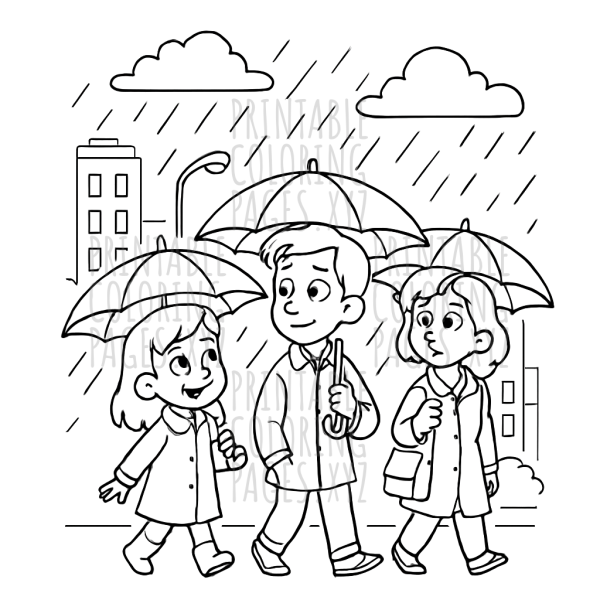 Cozy City Umbrellas on a Rainy Day