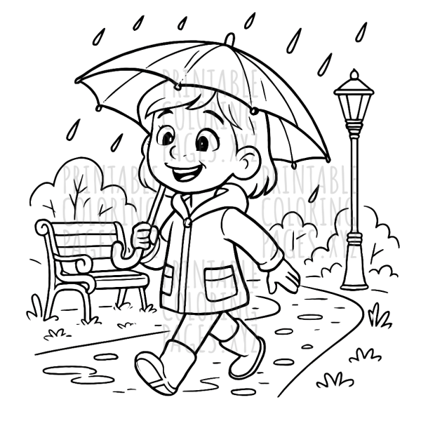 Cozy Stroll on a Rainy Park Promenade
