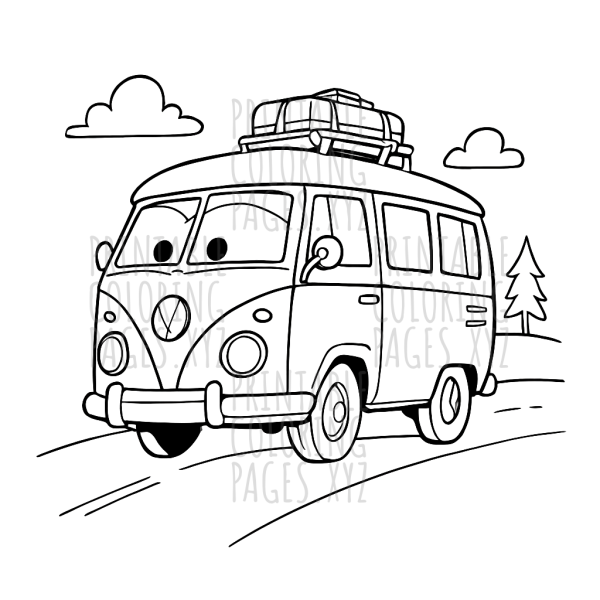 Vintage Road Adventure with a Retro Camper Van