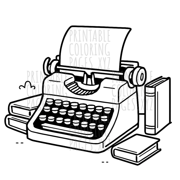 Vintage Charm: Retro Typewriter and Stacked Books