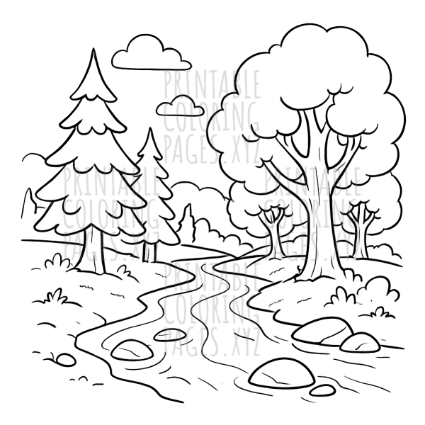 Tranquil River Flowing Through a Lush Forest