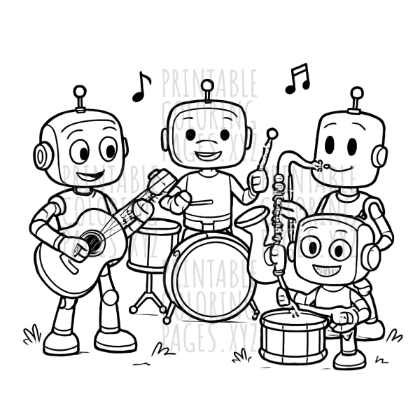 Groovy Robot Music Band Jam Session