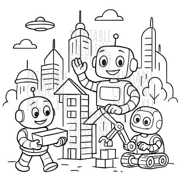 Futuristic City Builders: Robots at Work