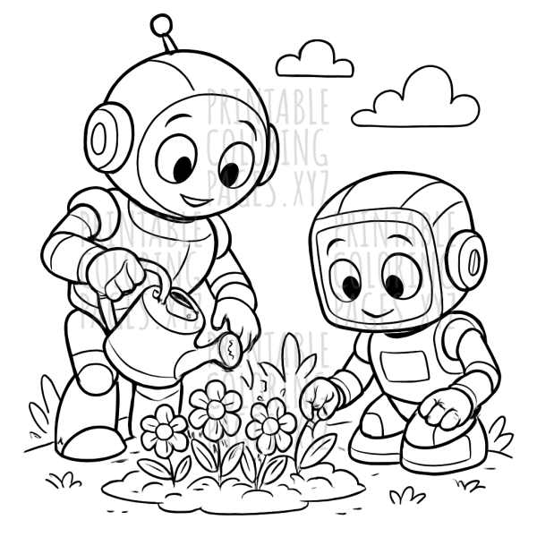 Robots Gardening Flowers Adventure
