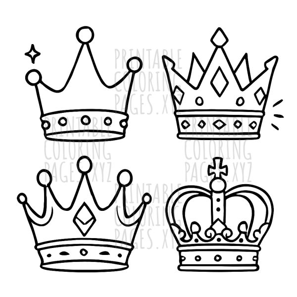 Regal Golden Crowns for Creative Coloring Fun