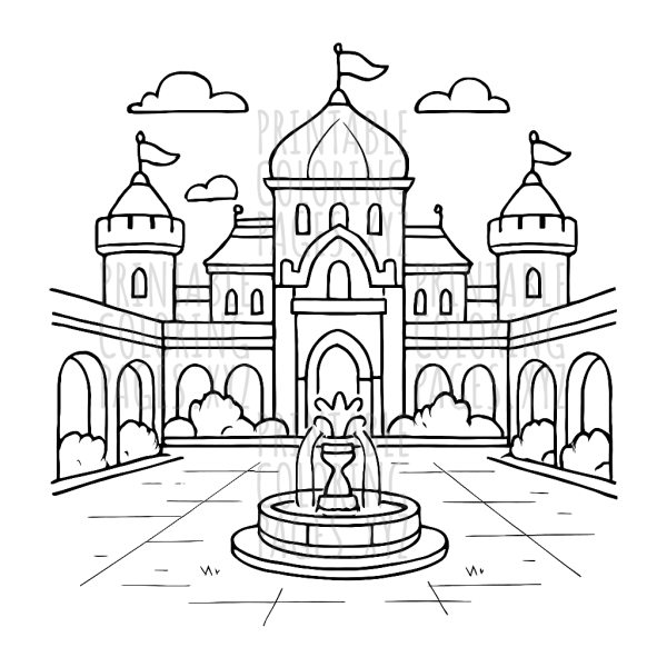 Majestic Royal Palace Courtyard Scene
