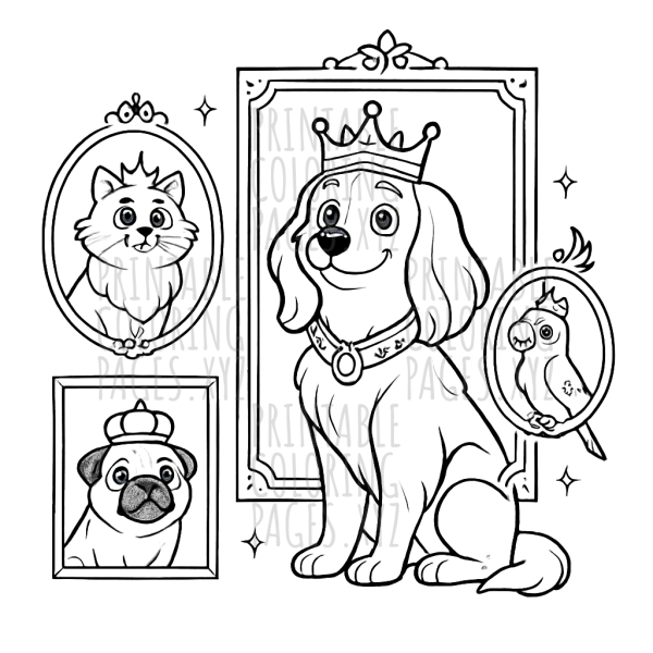Regal Royal Pets Portraits to Color