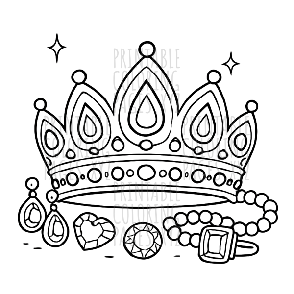 Sparkling Royal Tiaras and Jewels Coloring Fun