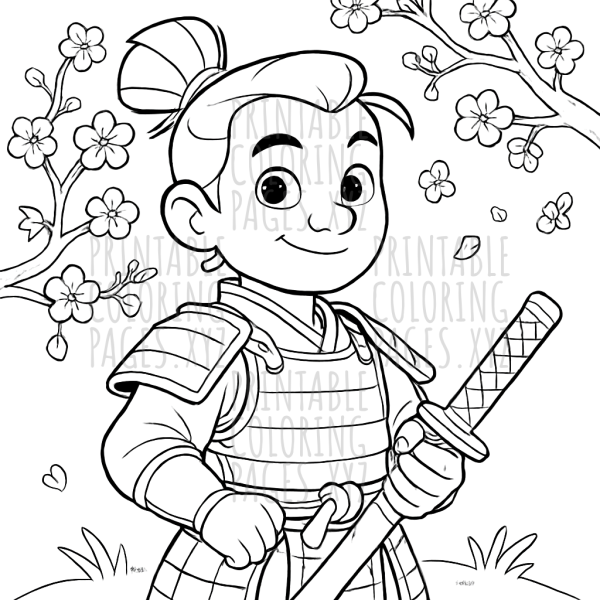 Samurai Serenity Amid Cherry Blossoms