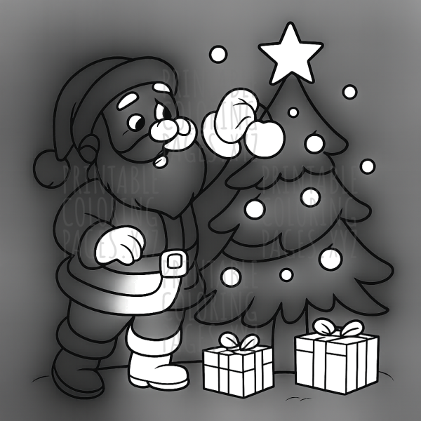 Santa Claus Decorating the Christmas Tree Magic