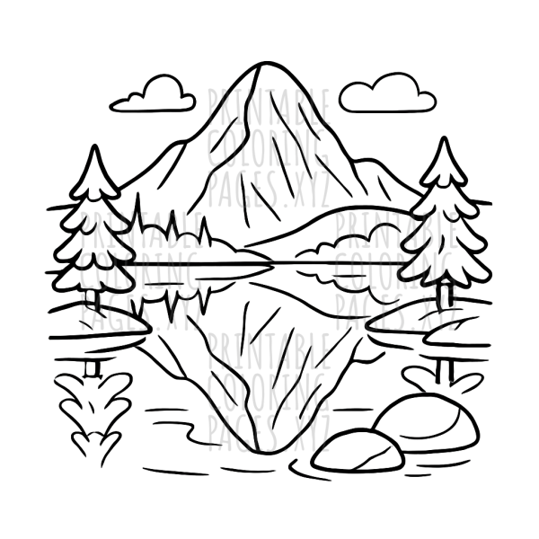 Tranquil Mountain Lake Reflection Scene