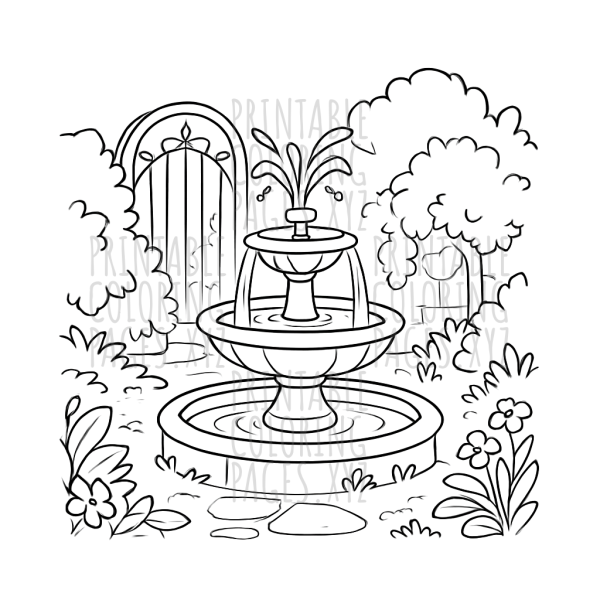 Magical Secret Garden with Fountain