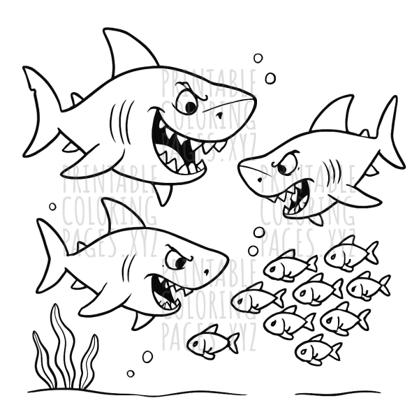 Ocean Chase: Sharks Hunting School Fish