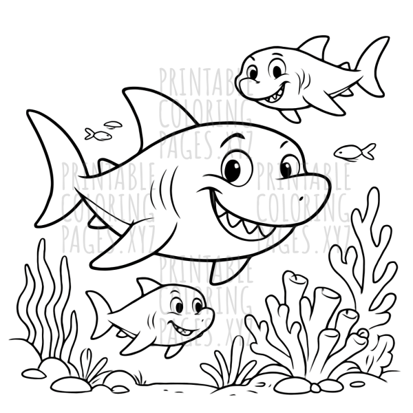 Underwater Adventure: Sharks Swimming in Coral Reef