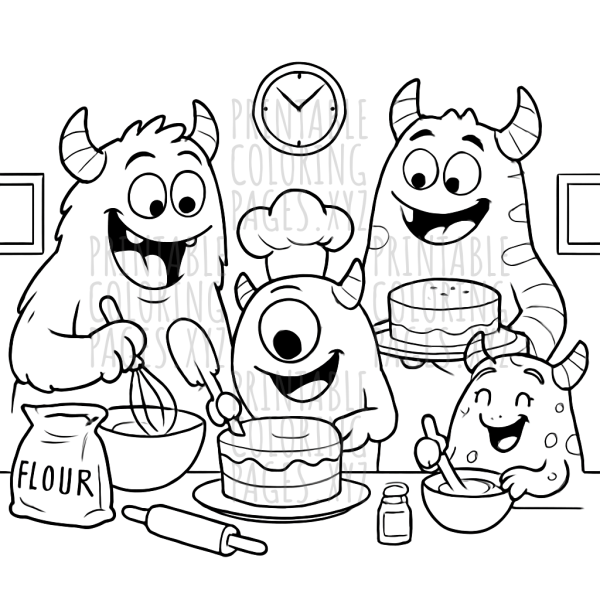 Whimsical Silly Monsters Baking Cakes