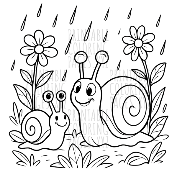Gentle Snails Dancing in the Rainy Garden