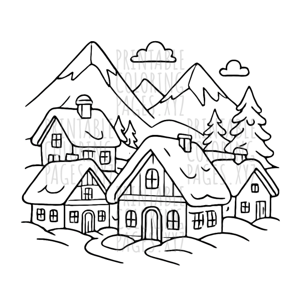Winter Serenity in a Snow-Covered Alpine Village