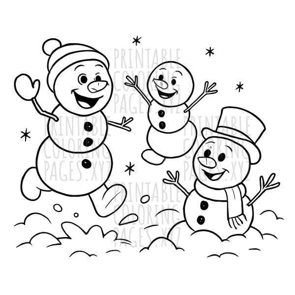 Joyful Snowmen Playing in Snow Adventure