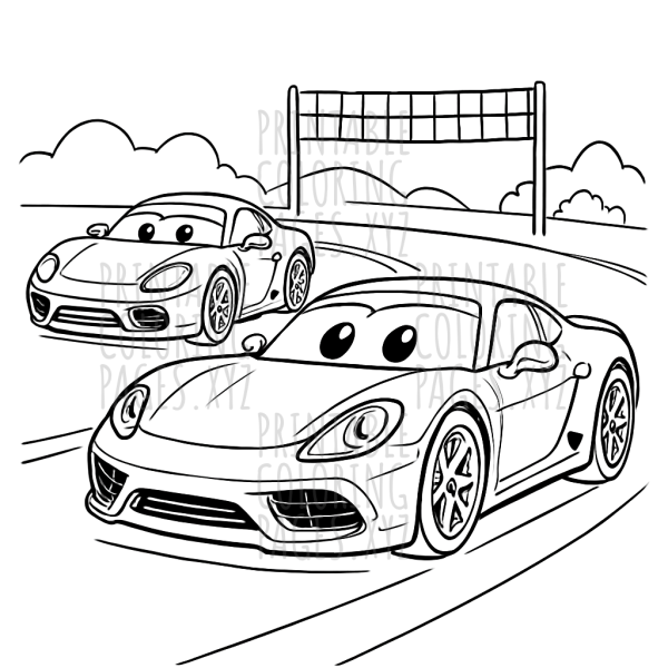 High-Speed Sports Cars on a Racing Track