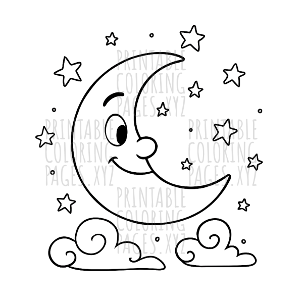 Dreamy Starry Night Sky with Moon