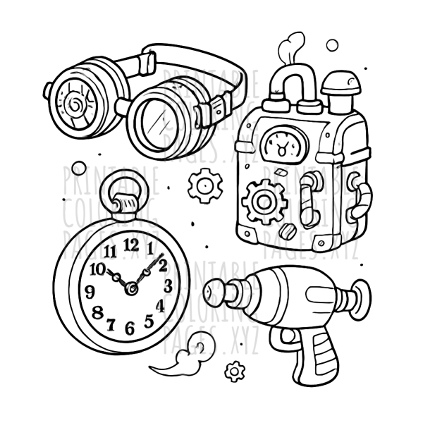 Inventive Steampunk Gadgets to Color and Imagine