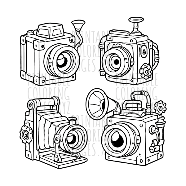 Intriguing Steampunk Vintage Cameras Array