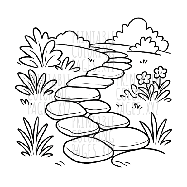 Tranquil Stone Path in a Garden Adventure