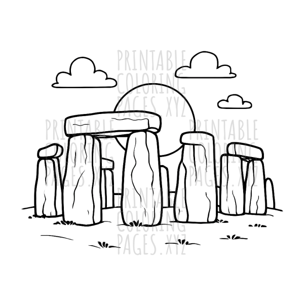 Majestic Stonehenge at Sunset Coloring Adventure