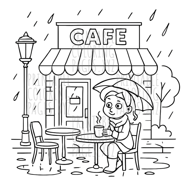 Cozy Street Café on a Rainy Evening