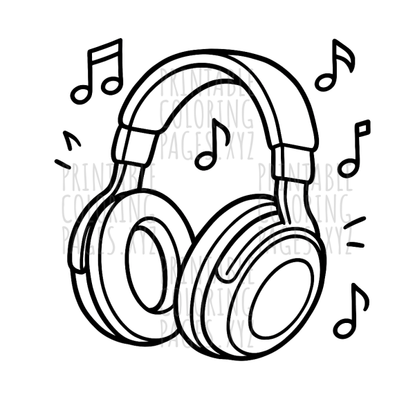 Stylish Headphones with Music Notes Coloring Fun