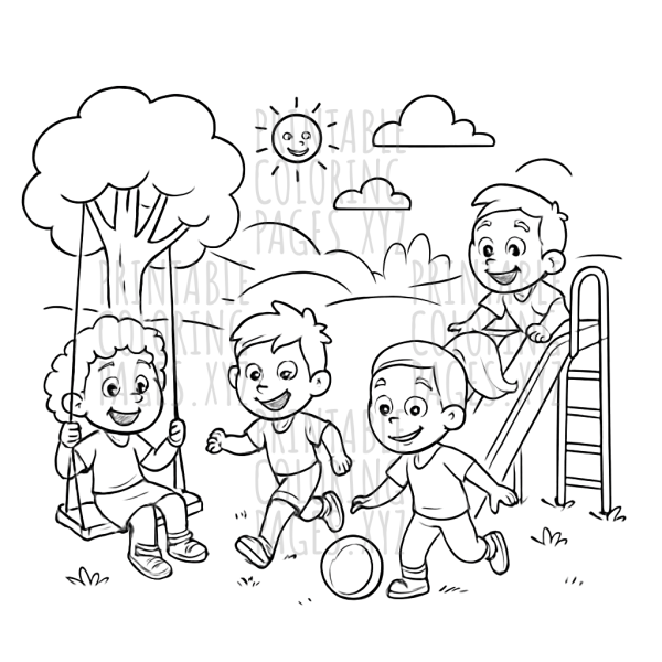 Sunny Summer Park Fun with Kids Playing