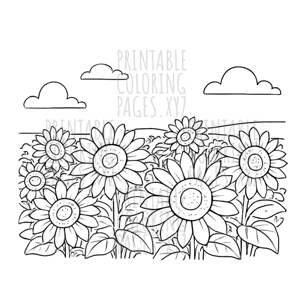 Sunny Sunflower Field Panorama