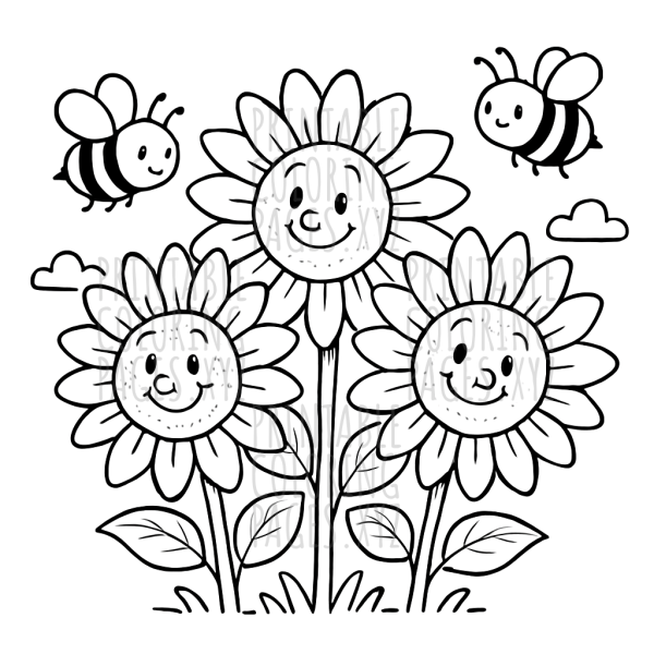 Sunny Blooms and Busy Bees Coloring Fun