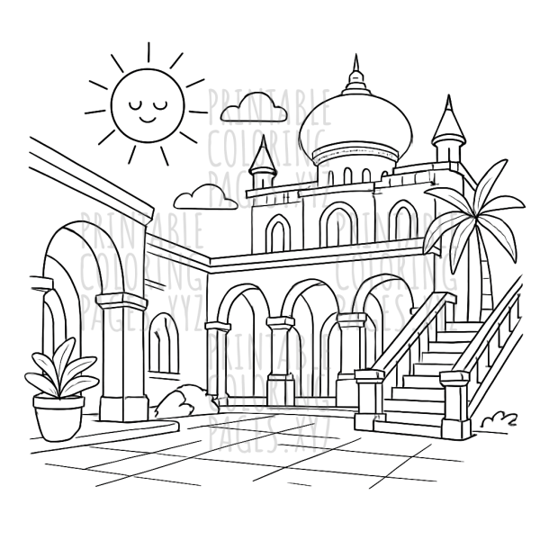 Sunlit Palace Courtyard Dream