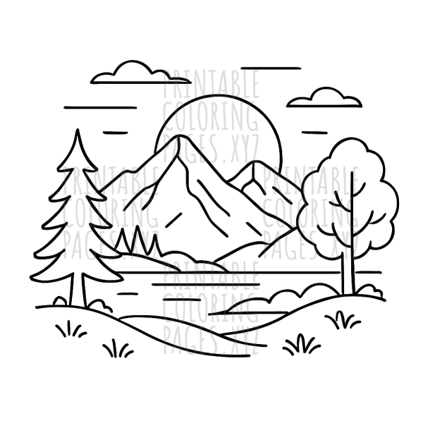 Tranquil Sunset Mountain Scene